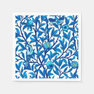 Serviette En Papier Oiseau et grenade de style Art nouveau, Bleu de Co