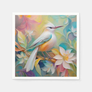 Serviette En Papier Oiseau Fantastique à Dos Doré Touffu