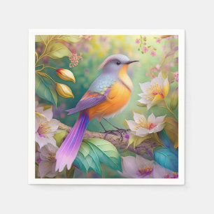 Serviette En Papier Oiseau Fantastique à Tête de Lavande et Poitrine O
