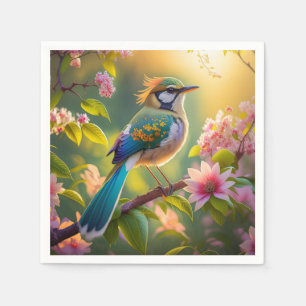 Serviette En Papier Oiseau fantastique à tête verte et ailes de sarcel