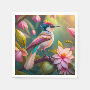 Serviette En Papier Oiseau fantastique Geai à crête arc-en-ciel