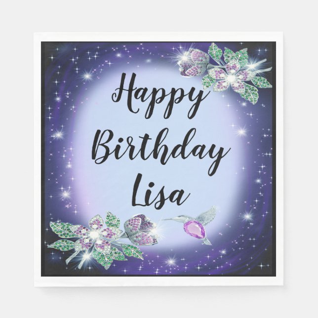 Serviette En Papier Oiseau floral Blue Bling (Devant)