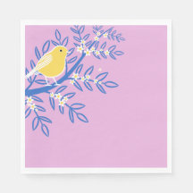 Oiseau jaune illustré sur un Arrière - plan rose