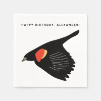 Oiseau-noir à ailes rouges en vol Anniversaire
