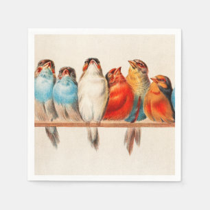 Serviette En Papier Oiseaux Assis joliment et calmes