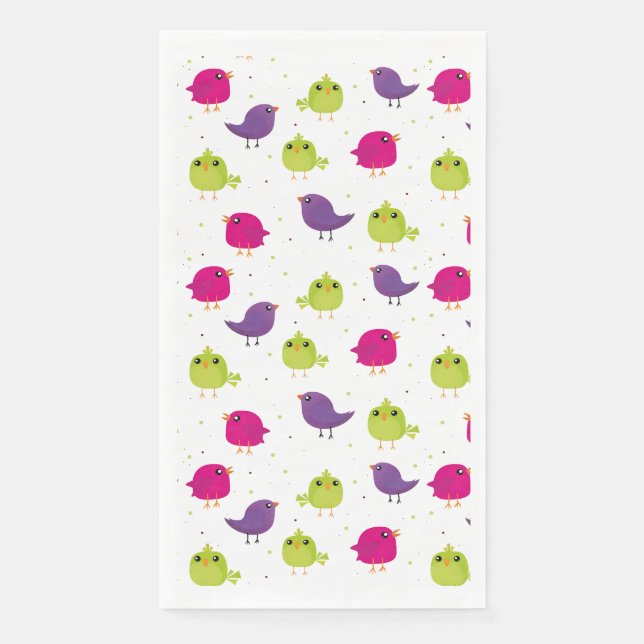 Serviette En Papier Oiseaux colorés mignons   (Devant)