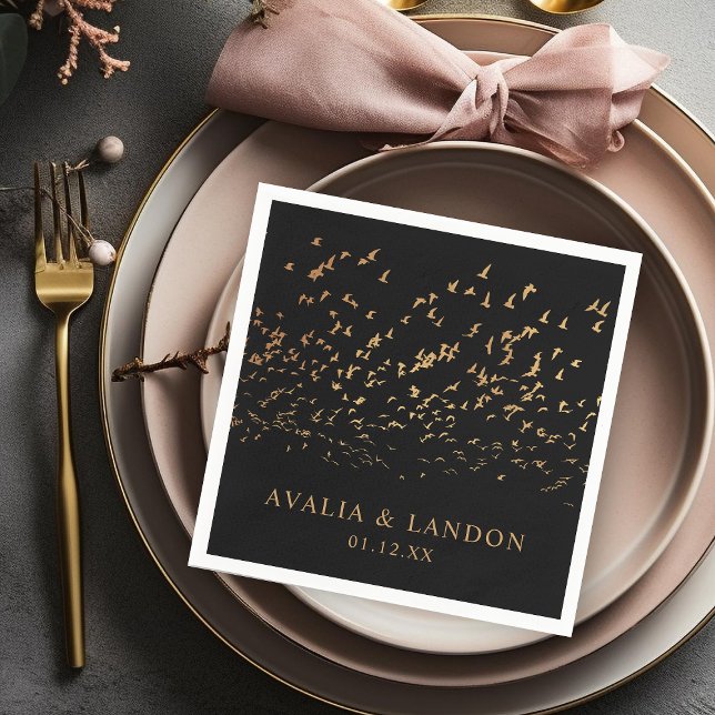 Serviette En Papier Oiseaux élégants d'un Mariage de plume (Créateur téléchargé)