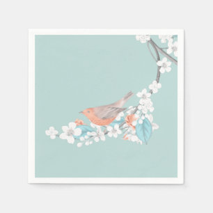 Serviette En Papier Oiseaux et fleurs