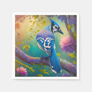 Serviette En Papier Oiseaux Fantastiques Geai Bleu