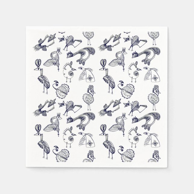 Serviette En Papier Oiseaux fruités (Devant)