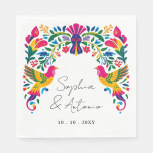 Serviette En Papier Oiseaux mexicains Otomi Vibrant Floral Fiesta Mari