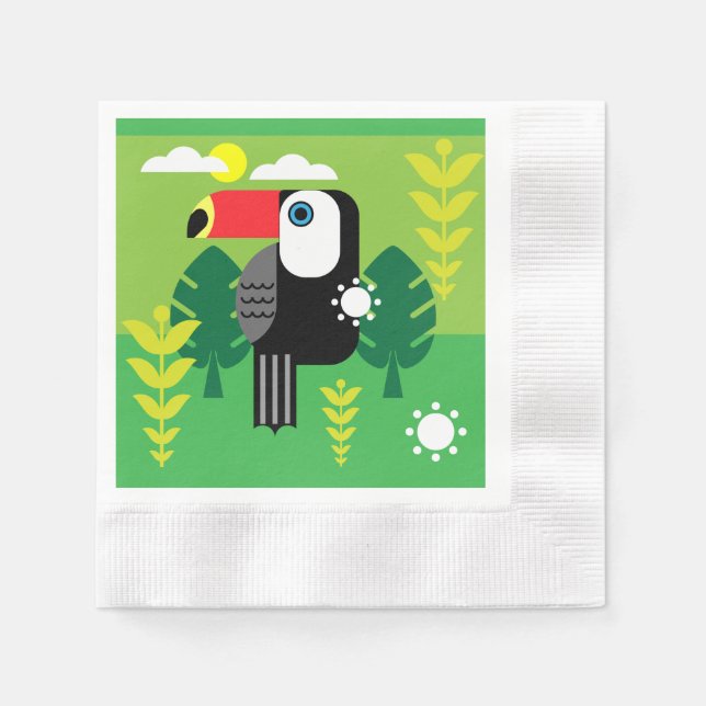 Serviette En Papier Oiseaux tropicaux du Toucan (Devant)