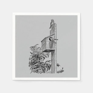 Serviette En Papier Oiseaux vintages et Argent Birdhouse