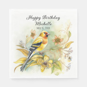 Serviette En Papier Oiseaux vintages Goldfinch Jaune Nom d'anniversair