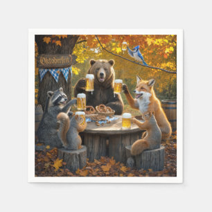 Serviette En Papier Oktoberfest dans la forêt avec la faune