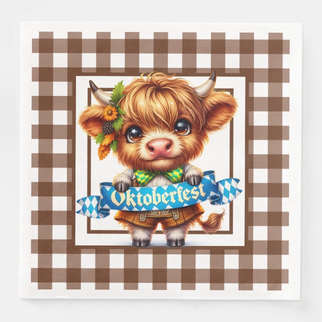 Serviette En Papier Oktoberfest Highland Cow (Devant)