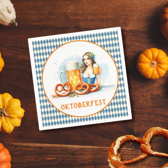 Serviette En Papier Oktoberfest Party Avec Bière Et Pretzels ai (Créateur téléchargé)