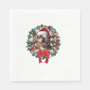 Serviette En Papier Old English Buldog Noël Décoration de couronne Xm