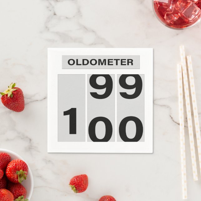 Serviette En Papier OLDOMETER 100e anniversaire 99 à 100 (En situation)