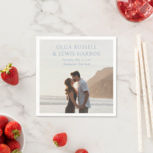 Serviette En Papier Olga Dusty Blue Mariage moderne