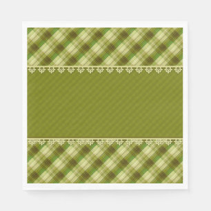 Serviette En Papier Olive color patwork, olivier plaid, vert