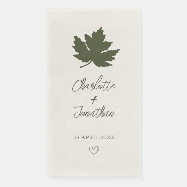 Serviette En Papier Olive Green Automne Maple Leaf Mariage (Devant)