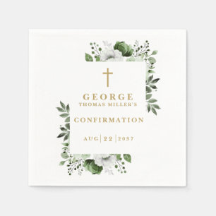 Serviette En Papier Olive Green Botanical Moderne Confirmation