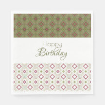 Olive Green Raspberry Papier Anniversaire Napkins