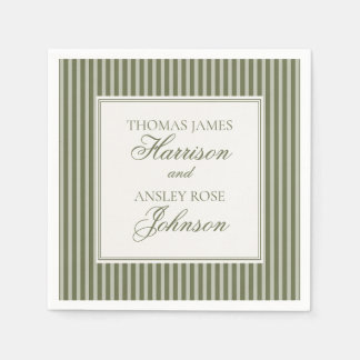 Serviette En Papier Olive Martini Old Money Striped Wedding