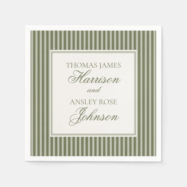 Serviette En Papier Olive Martini Old Money Striped Wedding (Devant)