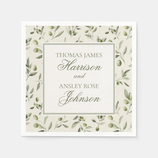 Serviette En Papier Olive Martini Tini Bit In Love Old Money Wedding (Devant)