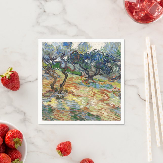 Serviette En Papier Olive Trees par Vincent Van Gogh (En situation)
