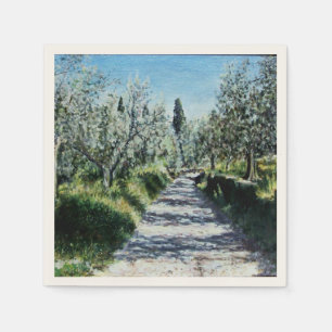 SERVIETTE EN PAPIER OLIVIERS EN TOSCANE
