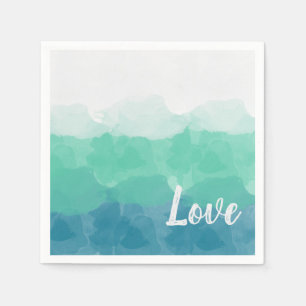 Serviette En Papier Ombre bleu turquoise et dégradé d'amour vert