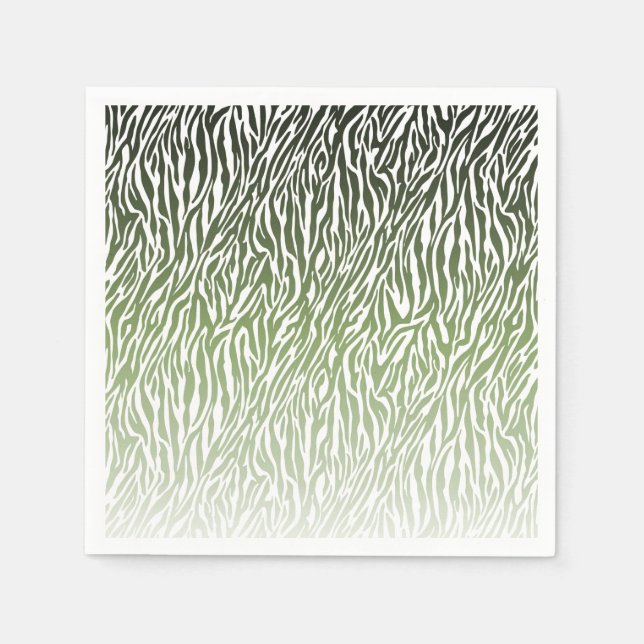 Serviette En Papier Ombre d'impression Wild Green Zebra (Devant)