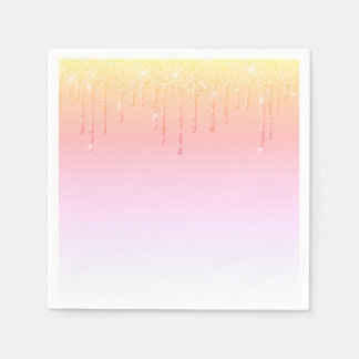 Serviette En Papier Ombré Glam Parties scintillant rose étincelle une 