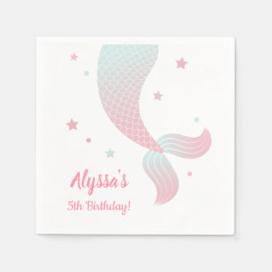 Serviette En Papier Ombre Mermaid Tail Girls Anniversaire Fournitures