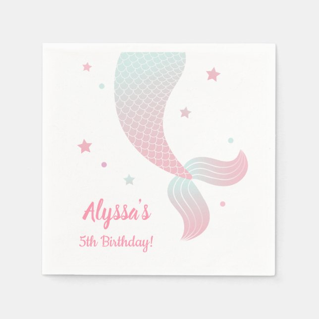 Serviette En Papier Ombre Mermaid Tail Girls Anniversaire Fournitures (Devant)
