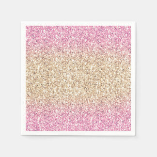 Serviette En Papier Ombre Parties scintillant magique rose et or