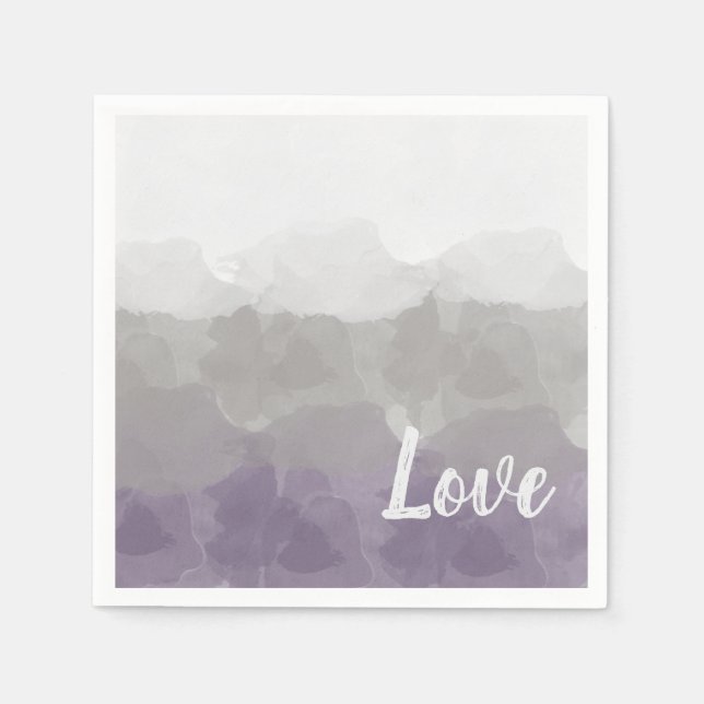 Serviette En Papier Ombre Purple et Grey Love Graceful Gradient (Devant)