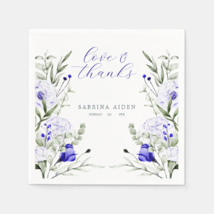 Serviette En Papier Ombre Royal Blue Ivory Floral Mariage