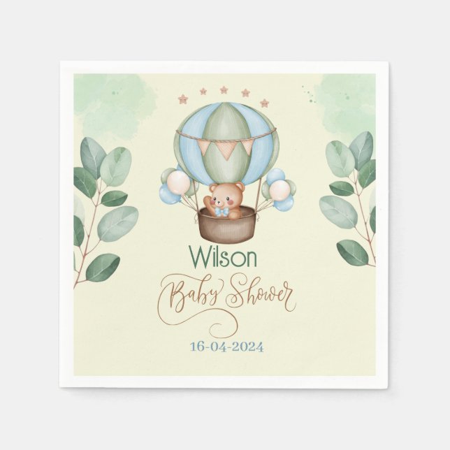 Serviette En Papier on peut attendre baby shower bear (Devant)