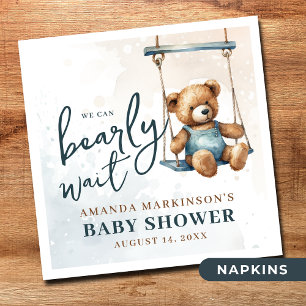 Serviette En Papier On peut attendre Denim Teddy Bear Baby shower