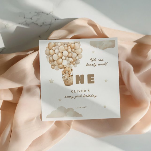 Serviette En Papier On peut attendre des ballons beiges 1er anniversai (Créateur téléchargé)