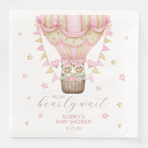 Serviette En Papier On peut attendre le Baby shower de fille jumelle