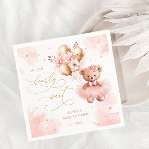 Serviette En Papier On peut attendre le Baby shower de fille rose