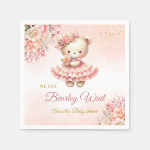 Serviette En Papier On peut attendre le Baby shower de la fille Teddy 
