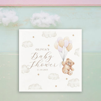 Serviette En Papier On peut attendre le Baby shower des filles