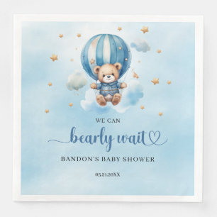 Serviette En Papier On peut attendre le baby shower garçon ours en pel