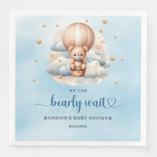 Serviette En Papier On peut attendre le baby shower garçon ours en pel